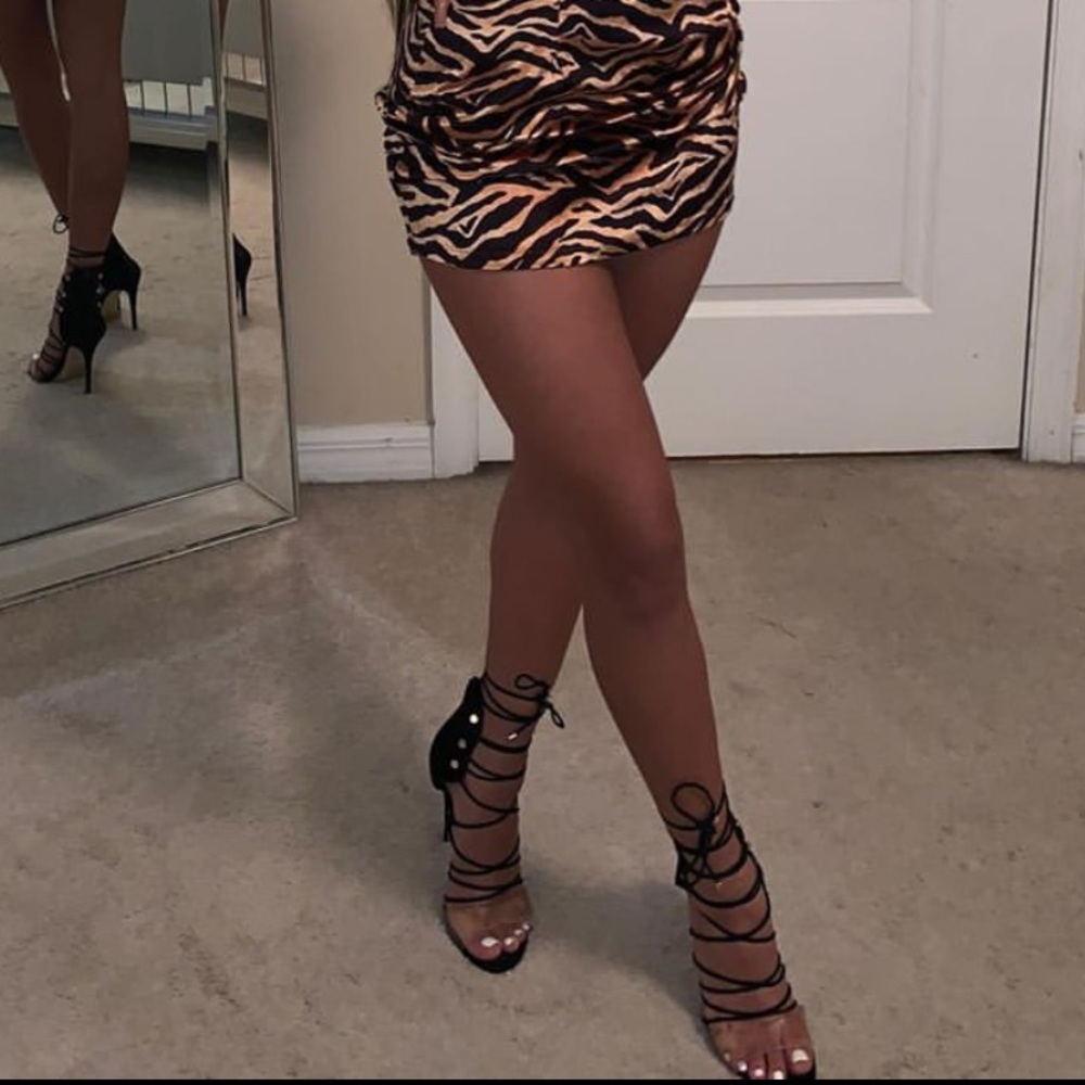 Black lace up heels